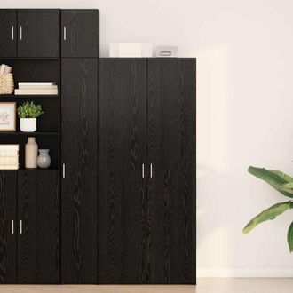 vidaXL Highboard Black Oak 40x42.5x185 cm Engineered Wood Vidaxl