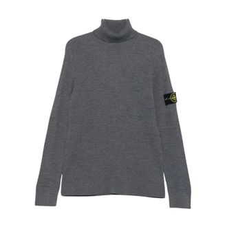 Stone Island Turtlenecks, male, Gray, Size: 2XL Certified Virgin Wool Turtleneck Sweater
