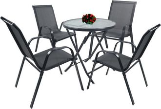 VCM Vcm - 5pcs Muebles De Jard&iacute;n Set Grupo De Asientos Grupo De Comedor 1xmesa, 4x Sillas Mesa Dimensiones Aprox. Al. 70 X An. 70 X P. 70 Cm Conjunto De J