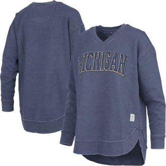 Pressbox Womens Pressbox Navy Michigan Wolverines Westin Poncho V-Neck Pullover Sweatshirt at Nordstrom, Size Medium
