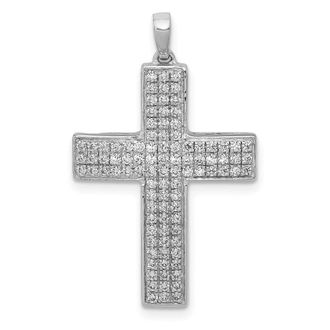 Diamond2Deal 14k White Gold 1/2ct. Diamond Latin Cross Pendant