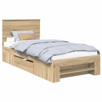 vidaXL Estructura De Cama Con Cabecera Roble Sonoma 80 X 200 Cm Vidaxl