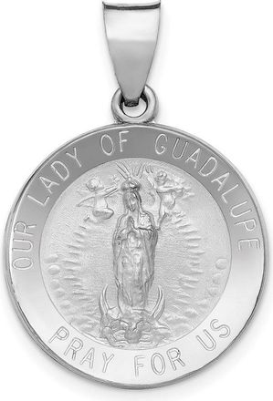 Diamond2Deal 14K White Gold Lady of Guadalupe Medal Hollow Pendant