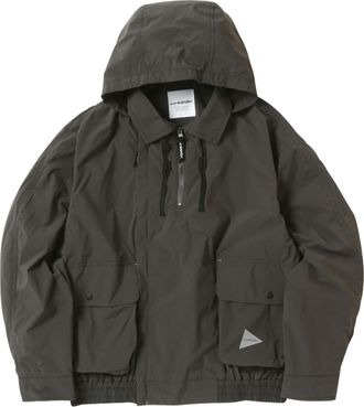 And Wander Grey High-Neck Drawstring Water-Repellent Jacket