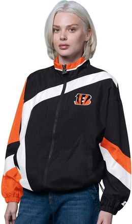 Starter Womens Starter Black/Orange Cincinnati Bengals Vintage 1st Quarter Full-Zip Windbreaker at Nordstrom, Size Xx-Large
