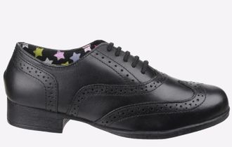 Hush Puppies Kada Senior Girls Womens - Black Leather - Size UK 8