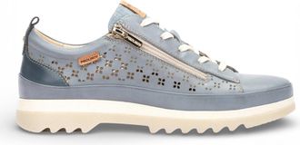 Pikolinos Pikolinos Womens Denim Blue Leather Lace Up Zip Trainer Sneaker Shoes - Vigo