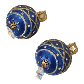 Dolce & Gabbana Kristallen Kerstbal Oorbellen - Dames - Oorbellen - Blauw - ONE Size - Accessoires