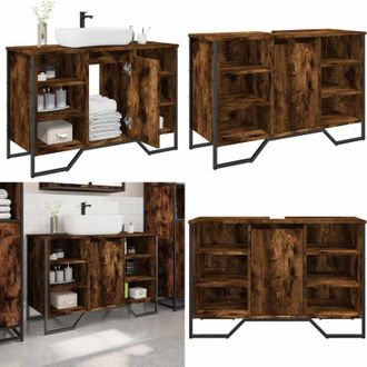 vidaXL Mobile Lavabo Bagno Rovere Fumo 91x35x60 cm in Truciolato - Lavabo - Armadio da bagno