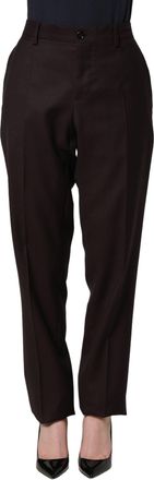 Dolce & Gabbana Womens Straight Leg Silk Dress Trousers Brown