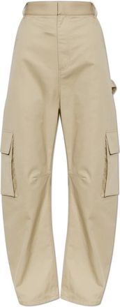 Balenciaga Broeken, Dames, Beige, S, Katoen, Relaxed Cargo Broek