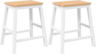 vidaXL Sillas de bar 2 uds madera maciza blanca caucho Vidaxl
