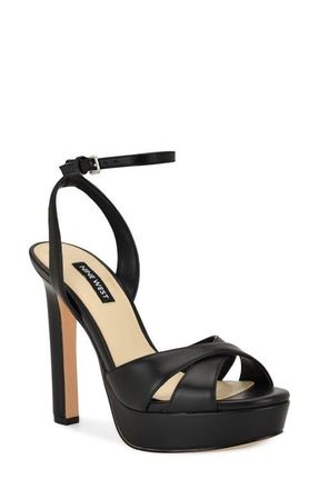 Nine West Wilda Ankle Strap Platform Sandal in Black at Nordstrom, Size 10.5