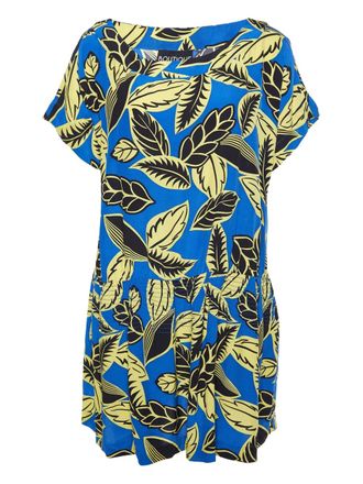 Moschino leaf-print short-sleeve dress - Blue