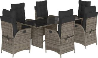vidaXL Set Comedor Jard&iacute;n 7 Pzas Y Cojines Rat&aacute;n Sint&eacute;tico Gris Vidaxl
