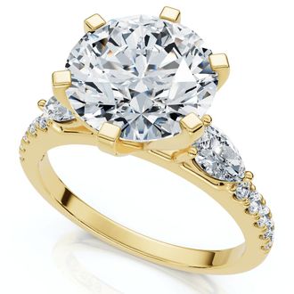 Pompeii3 Certified 4 1/2Ct Diamond Engagement Ring Pear Accent 14k Gold or Pt Lab Grown