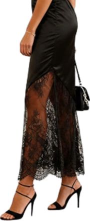 Generic 2026 New Women Lace Patchwork Skirts High Waist, Elegant Lace Trim Patchwork Skirt, Vintage Boho Party Skirt for Women (UK, Alpha, L, Regular, Regular