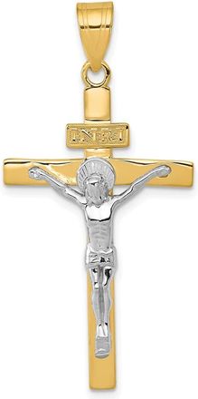 Diamond2Deal 14k Two-tone Gold INRI Crucifix Pendant