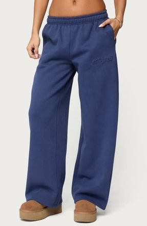 Edikted Totally Edikted Fleece Logo Sweatpants in Navy at Nordstrom, Size X-Large