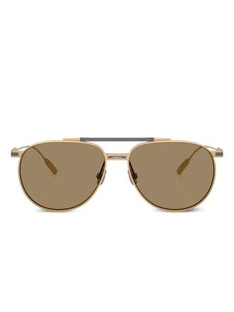 Brunello Cucinelli pilot-frame sunglasses - men - Titanium - 58 - Gold