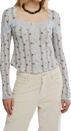 Free People LetS Party Cardigan Top In Pearl Blue Combo