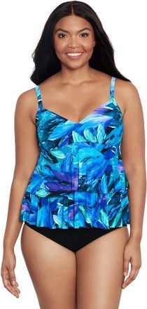Trimshaper Rylee V-Neck Tankini Swimsuit Top in Swaying Tropics at Nordstrom, Size 10