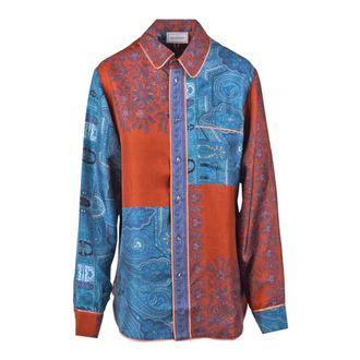 Pierre-Louis Mascia Shirts, female, Multicolor, Size: XS Aloe Printed Silk Shirt