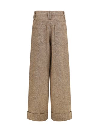 Brunello Cucinelli Womens Tailored Wool-Blend Pants Olio Trousers