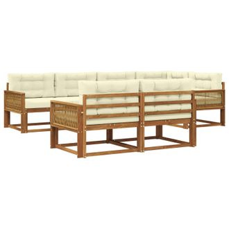 vidaXL Conjunto De Sof&aacute;s De Exterior Con Coj&iacute;n 7 Pcs Natural Y Crema Vidaxl