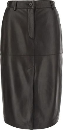 P.A.R.O.S.H. Tubino Midi - Dames - Leren & Su&egrave;de rokken - Bruin - L - Leer - Rokken