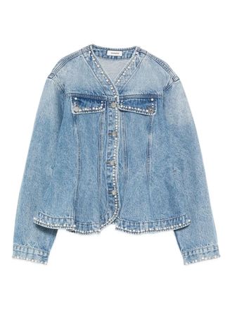 Sandro Denim jack verfraaid met parels - Blauw