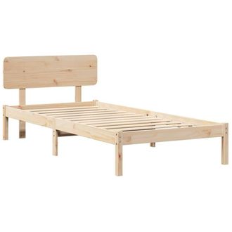 Berkfield Home Bed Frame with Headboard 90x190 cm Solid Pine Wood in Beige
