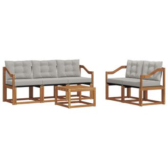 vidaXL Conjunto De Sof&aacute;s De Exterior 6 Pcs Gris Natural Y Claro Vidaxl