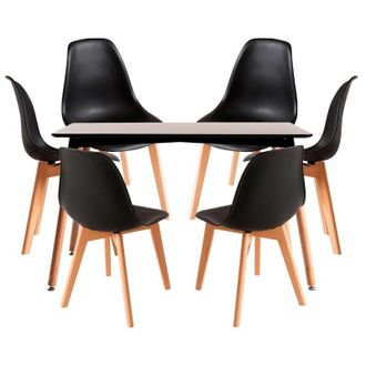 Regalos Miguel Regalos Miguel - Conjuntos De Mesa Y Sillas - Conjunto Mesa Tower Rectangular 120 X 80 Cm Negra Y Pack 6 Sillas Kelen - Negro
