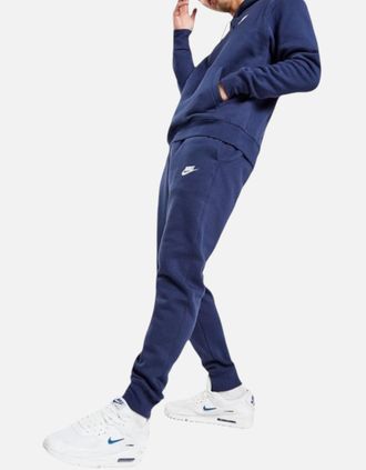 Nike Mens NIKE Club Mens Fleece Full Tracksuits Set Sweat Hoodie Jogger Sports - Navy - Size: 40
