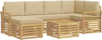 vidaXL Conjunto De Sof&aacute;s De Exterior 7 Uds. Y Beige Poli&eacute;ster Vidaxl