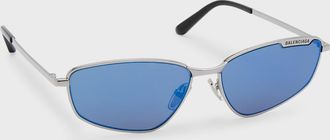 Balenciaga Mens Metal Cat-Eye Sunglasses with Logo