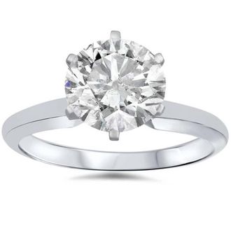 Pompeii3 14k White Gold 1 1/2 Carat Diamond Round Solitaire Engagement Ring Enhanced Size Selectable