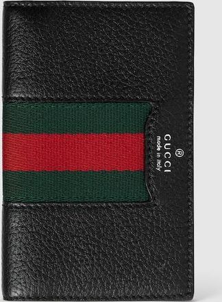 Gucci Web Trademark Card Case, Black, Leather
