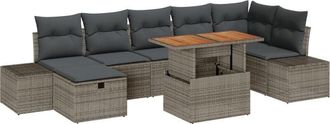 vidaXL Vidaxl - Garden Sofa Set with Cushion 8 pcs Grey Poly rattan