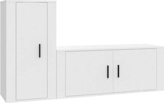 vidaXL 2 Piece tv Cabinet Set White Engineered Wood Vidaxl