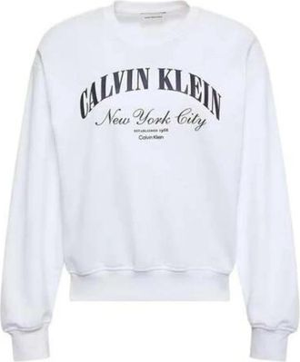 Calvin Klein Jeans Logo Graphic Crewneck - Dames - Sweatshirts - Wit - S - Katoen - Hoodies & sweatvesten