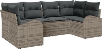 vidaXL Garden Sofa Set with Cushion 6 pcs Grey Poly Rattan vidaXL