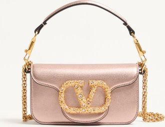Valentino Garavani Valentino Garavani Loc&ograve; Small Shoulder Bag In Laminated Calfskin With Jewel Logo Wo