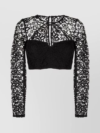 Self Portrait sheer lace cropped blouse