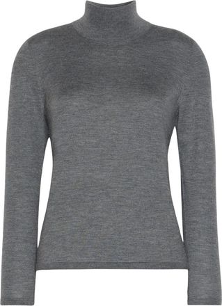 Max Mara Pullover met col - Dames - Coltruien - Grijs - M - Kasjmier - Truien & Vesten