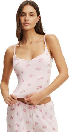 Cotton On Womens Dreamy Soft Pointelle Cami in Penelope Floral Pink Kiss at Nordstrom, Size X-Small
