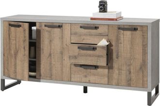 Composad Contro mobile madia multiuso Industrial con 3 ante e 3 cassetti rovere e cemento h 90 cm