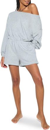 Spiritual Gangster La Vida Long Sleeves Cotton Blend French Terry Romper in Heather Grey at Nordstrom, Size X-Small