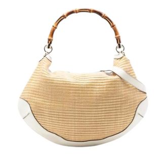 Gucci Pre-owned Shoulder Bags, female, Brown, Size: ONE SIZE Pre-owned Raffia Satchel